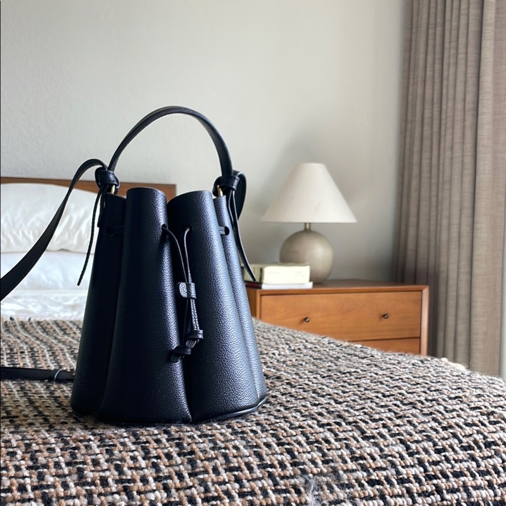 Polene Black Leather Shoulder Bag Numero Huit Mini